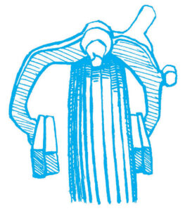 illustration of a brake pad pressed against a bike wheel